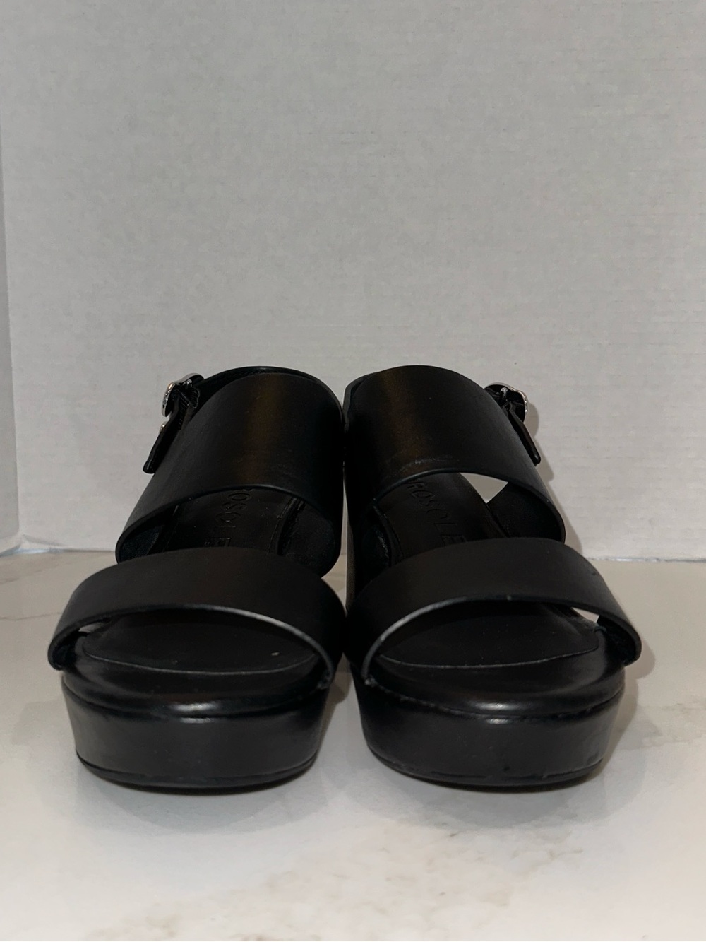 AREOSOLES Camera Leather Platform Sandal in Black - Picture 9 of 16
